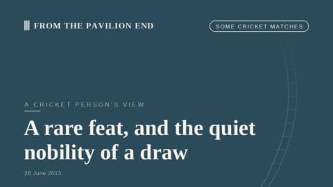 A rare feat, and the quiet nobility of a draw