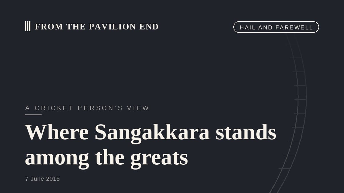 Where Sangakkara stands among the greats