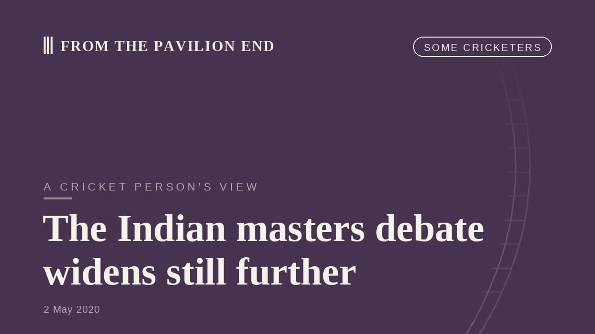 The Indian masters debate widens still further