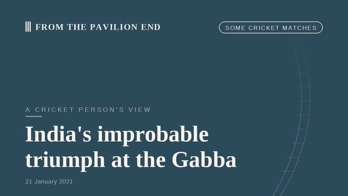 India's improbable triumph at the Gabba
