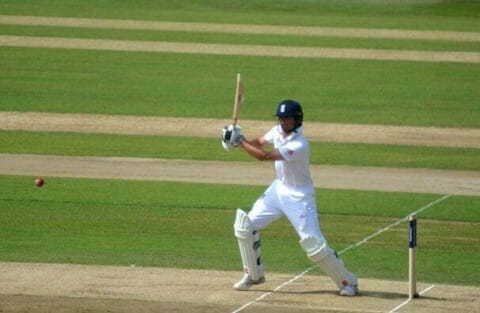 Cook batting during the third Test during the 2013 Ashes in England. England won the series 3–0; it was Cook's first Ashes series as captain.