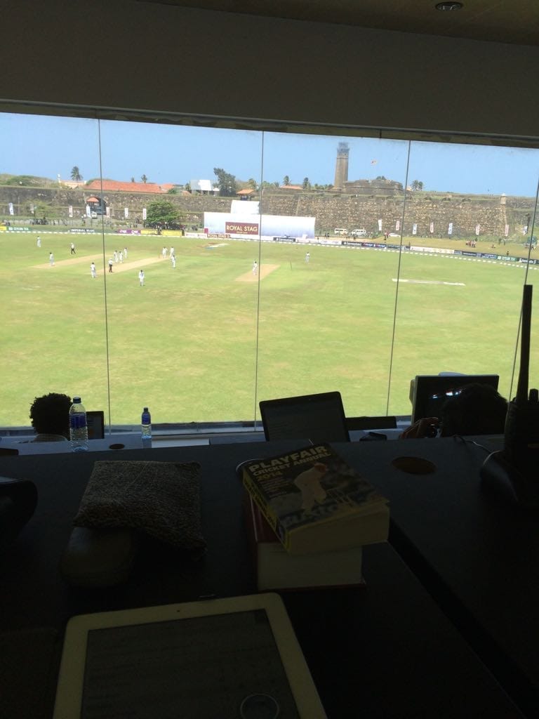 From the press box ( at the Pavilion End) Sri Lanka v South Africa, Galle , July 2013